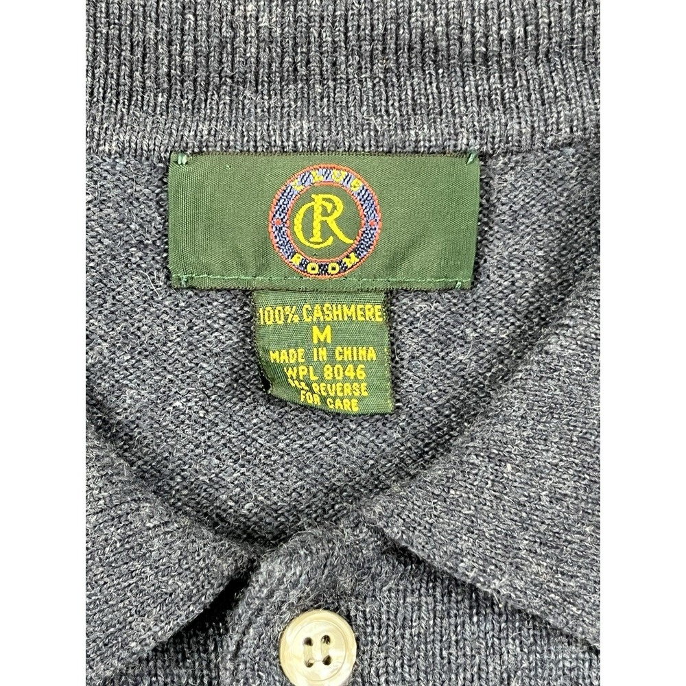 Club Room 100% Cashmere Sweater Men's Size Medium Blue Collared 1/4 Button VTG - Picture 2 of 9